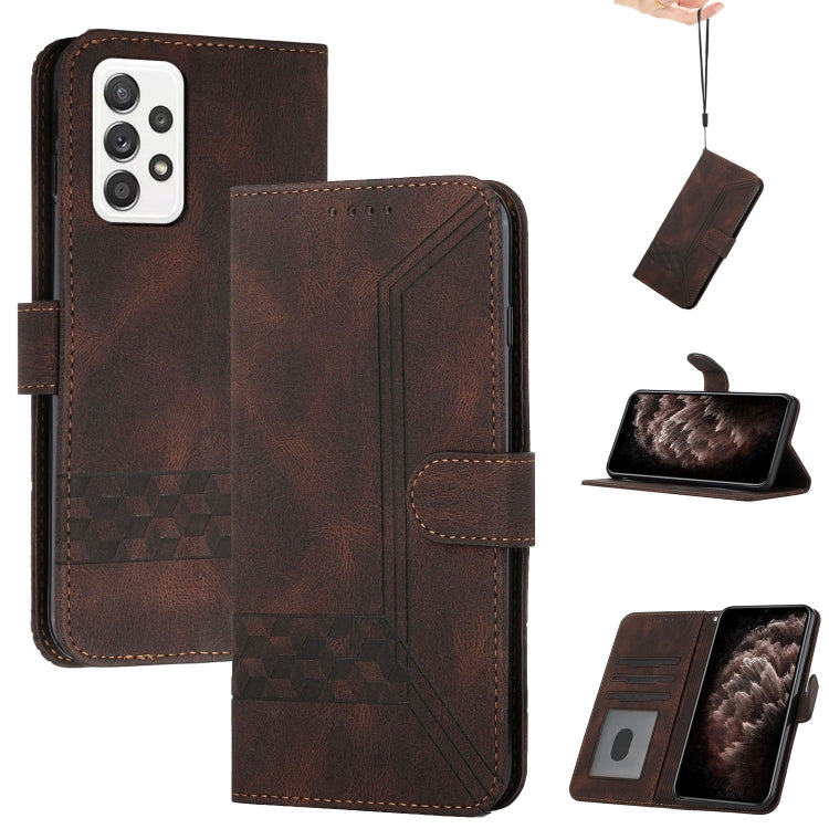 For Samsung Galaxy A33 5G Cubic Skin Feel Flip Leather Phone Case
