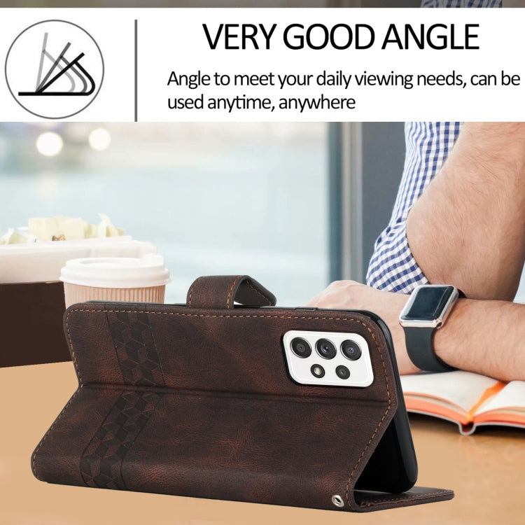 For Samsung Galaxy A33 5G Cubic Skin Feel Flip Leather Phone Case