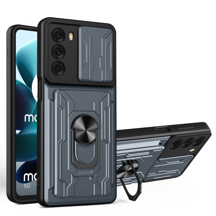For Motorola Moto G200 5G / Edge S30 Sliding Camshield TPU+PC Phone Case with Card Slot