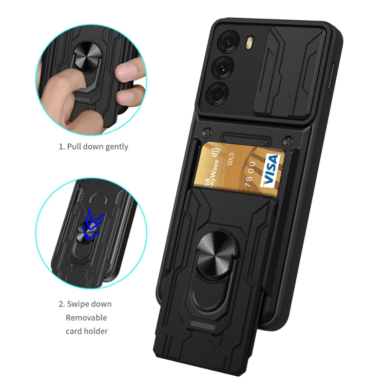 For Motorola Moto G200 5G / Edge S30 Sliding Camshield TPU+PC Phone Case with Card Slot