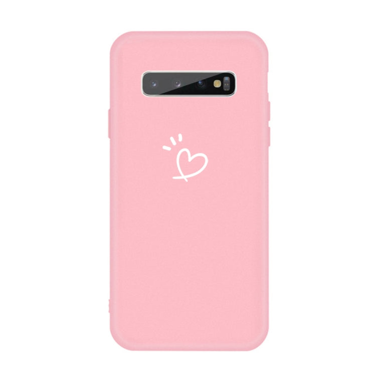 For Galaxy S10+ Love Heart Pattern Frosted TPU Protective Case