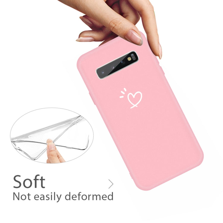 For Galaxy S10+ Love Heart Pattern Frosted TPU Protective Case