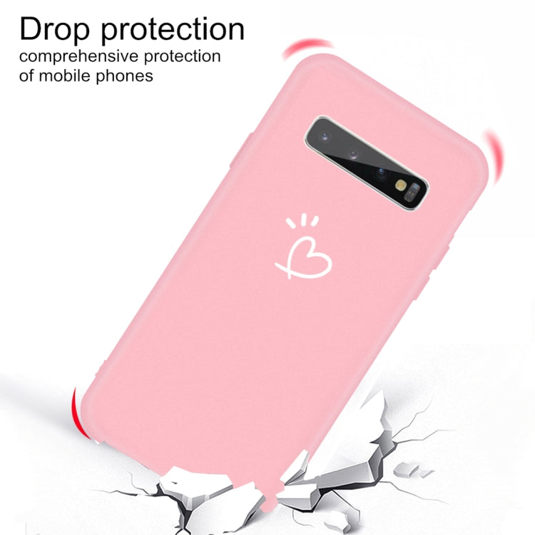 For Galaxy S10+ Love Heart Pattern Frosted TPU Protective Case