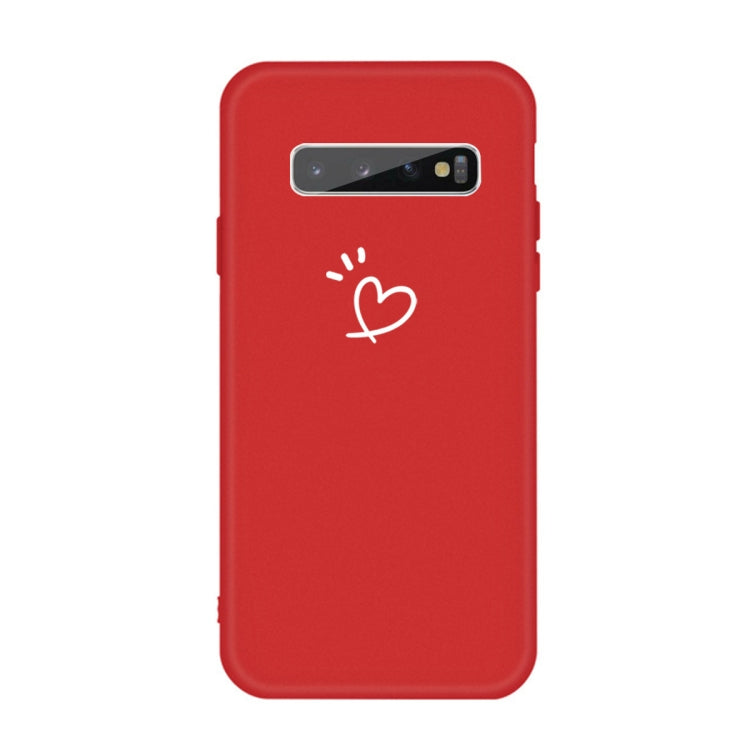For Galaxy S10+ Love Heart Pattern Frosted TPU Protective Case