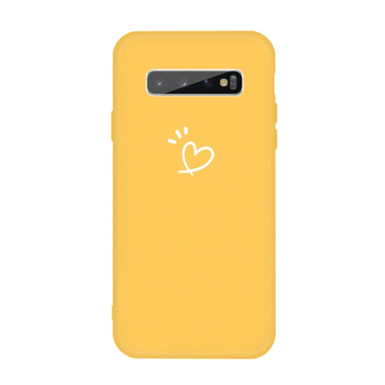 For Galaxy S10+ Love Heart Pattern Frosted TPU Protective Case