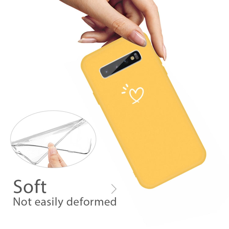 For Galaxy S10+ Love Heart Pattern Frosted TPU Protective Case