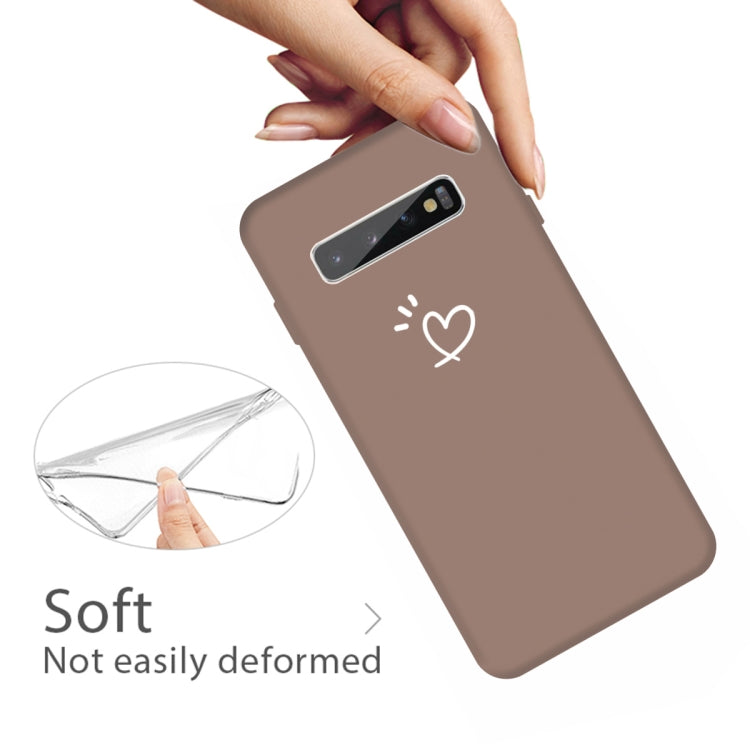 For Galaxy S10+ Love Heart Pattern Frosted TPU Protective Case