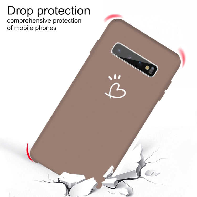 For Galaxy S10+ Love Heart Pattern Frosted TPU Protective Case