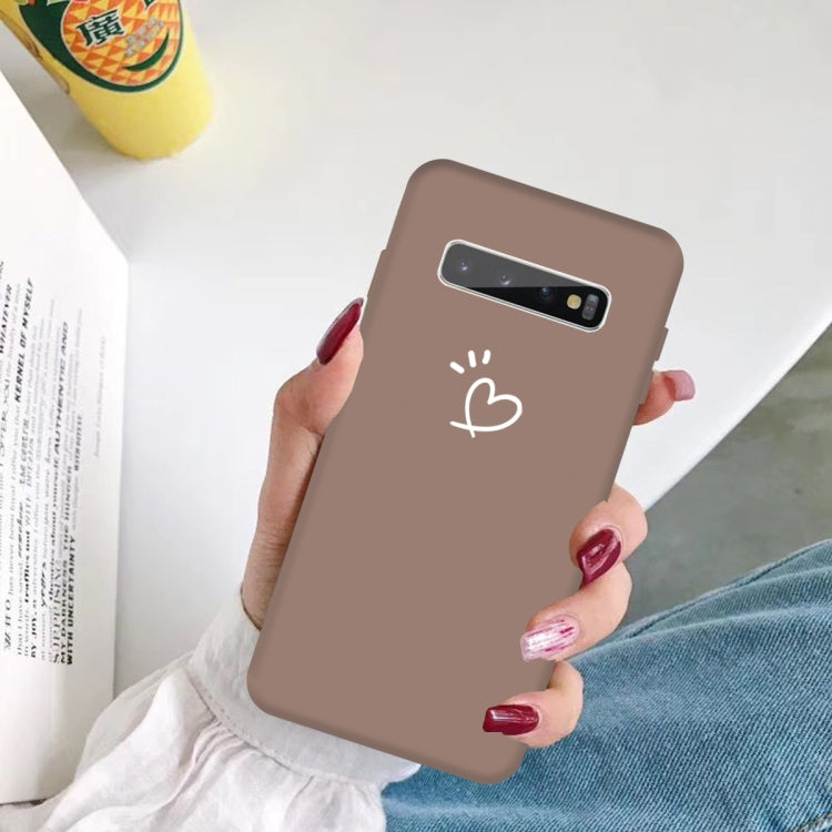 For Galaxy S10+ Love Heart Pattern Frosted TPU Protective Case