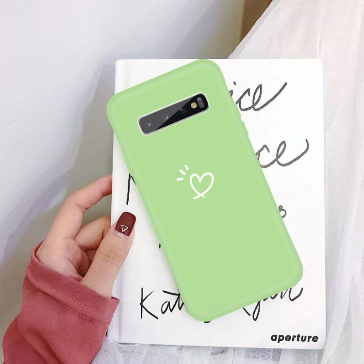 For Galaxy S10+ Love Heart Pattern Frosted TPU Protective Case