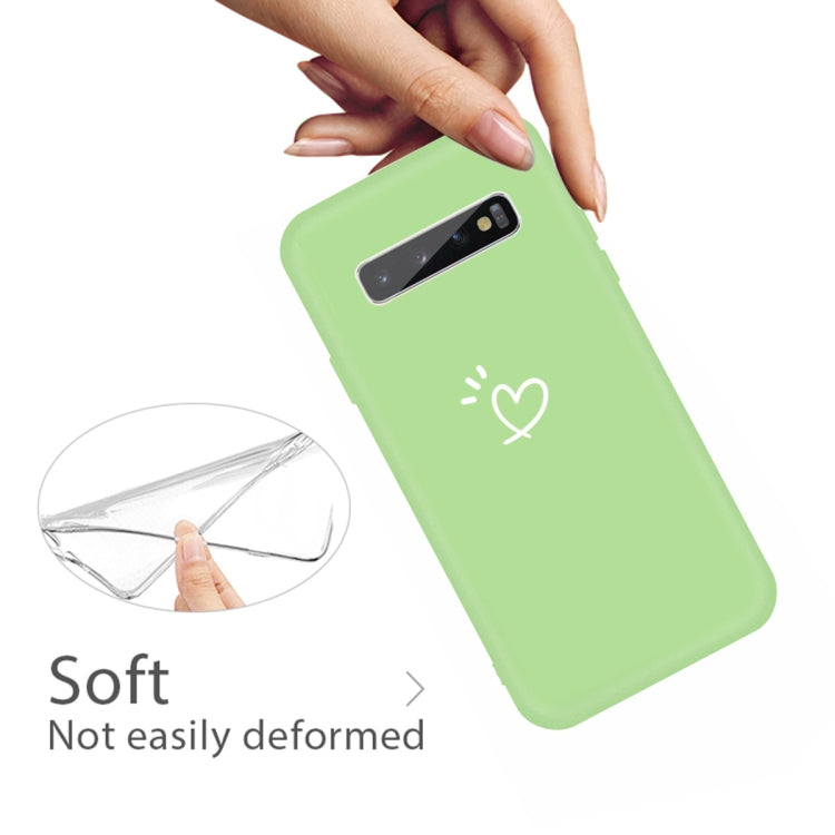 For Galaxy S10+ Love Heart Pattern Frosted TPU Protective Case