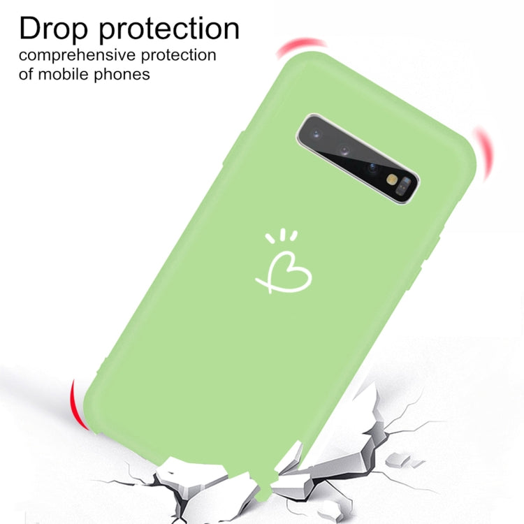 For Galaxy S10+ Love Heart Pattern Frosted TPU Protective Case
