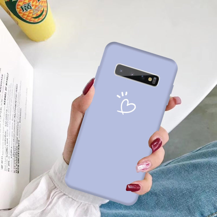 For Galaxy S10+ Love Heart Pattern Frosted TPU Protective Case
