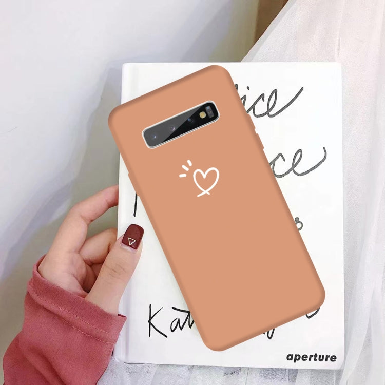 For Galaxy S10+ Love Heart Pattern Frosted TPU Protective Case