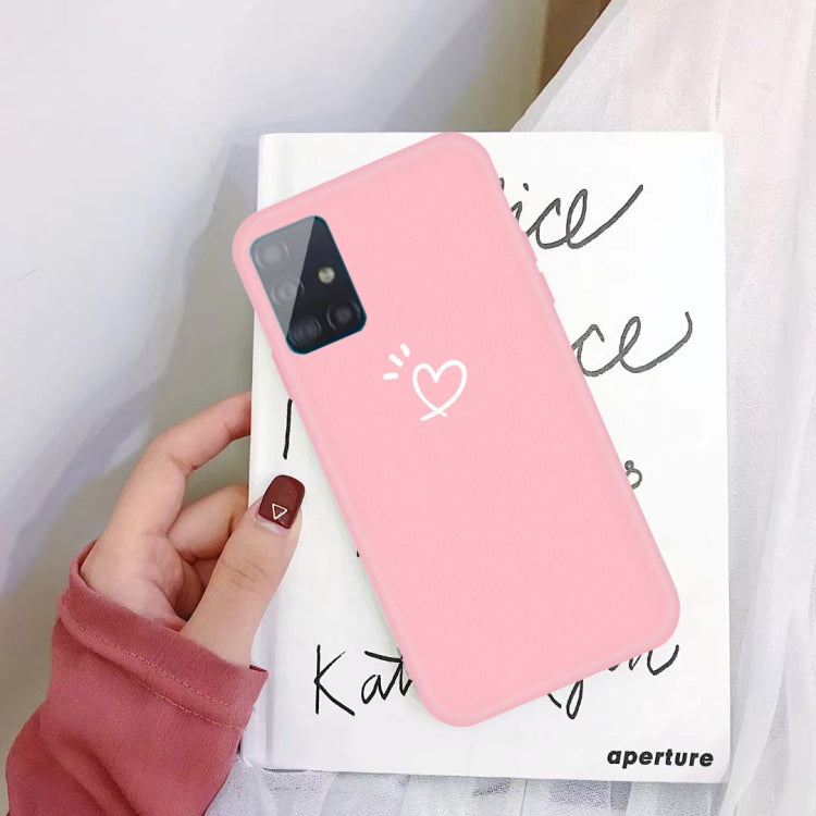 For Galaxy A51 Love Heart Pattern Frosted TPU Protective Case