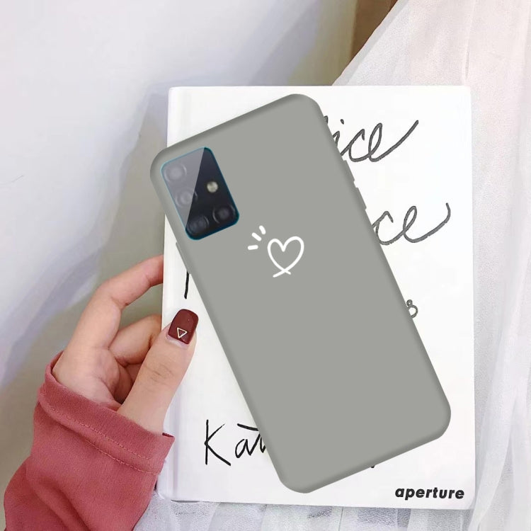 For Galaxy A51 Love Heart Pattern Frosted TPU Protective Case