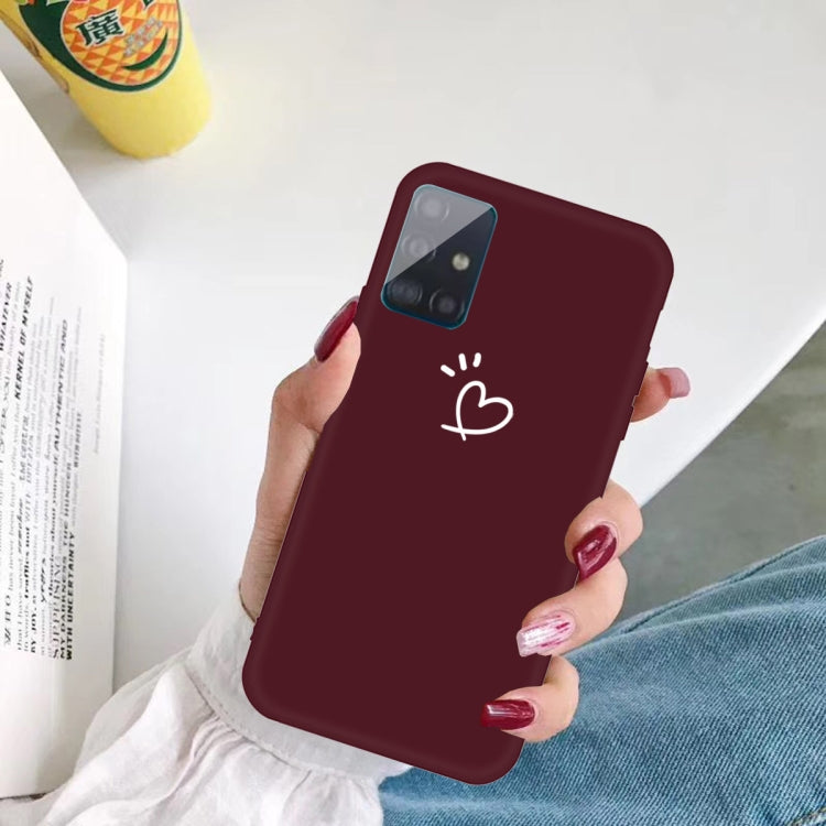For Galaxy A51 Love Heart Pattern Frosted TPU Protective Case