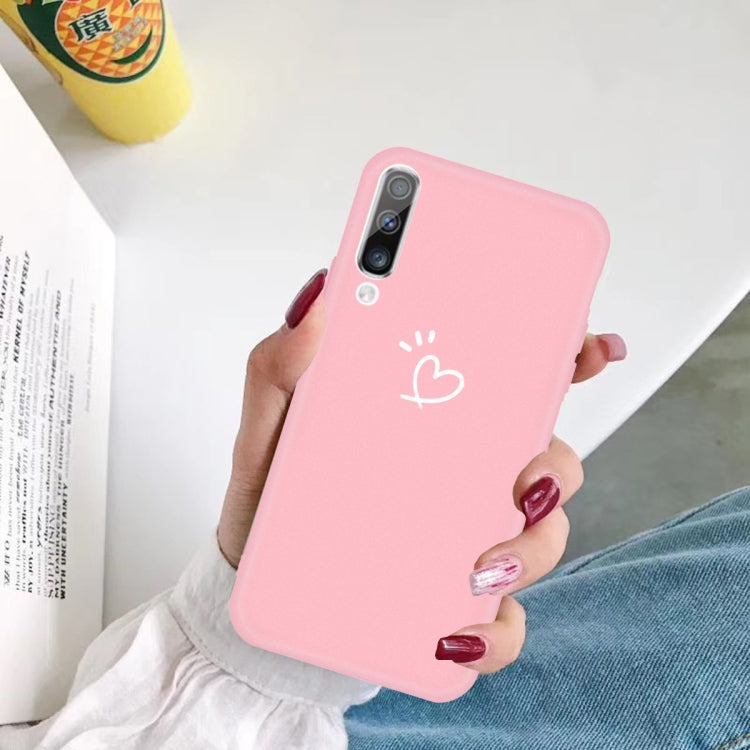 For Galaxy A50 Love Heart Pattern Frosted TPU Protective Case