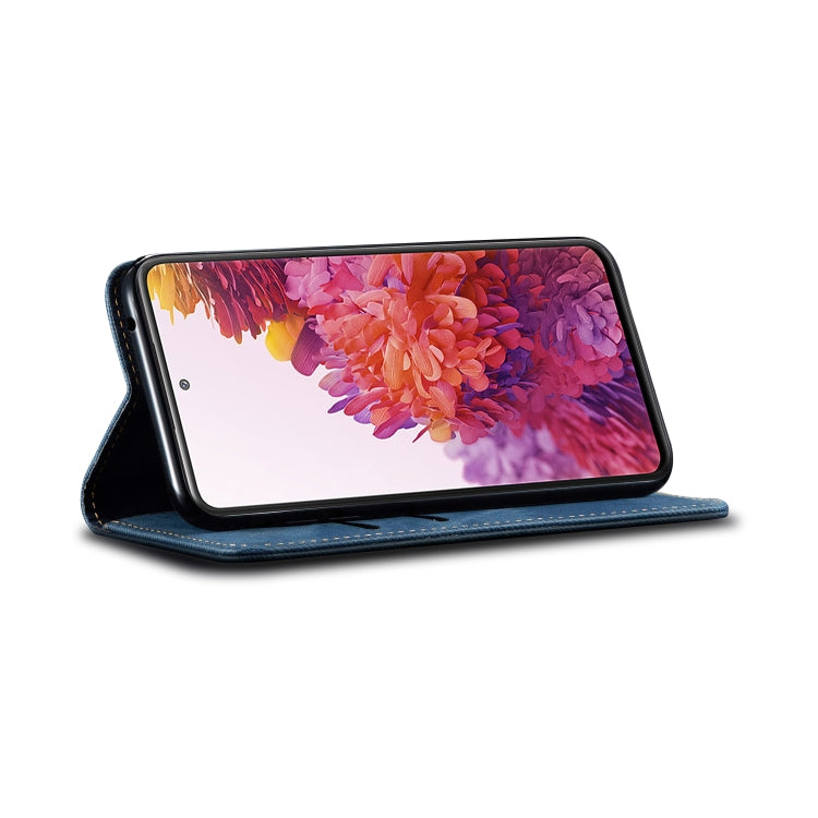 For Samsung Galaxy S20 FE 5G & 4G / S20 Fan Edition / S20 Lite / S20 FE 2022 Denim Texture Casual Style Leather Phone Case