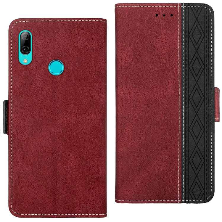 For Huawei P smart 2019 Stitching Side-Magnetic RFID Leather Phone Case