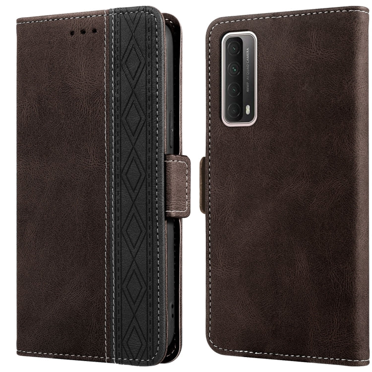 For Huawei P smart 2021 Stitching Side-Magnetic RFID Leather Phone Case