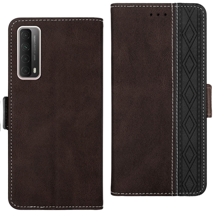 For Huawei P smart 2021 Stitching Side-Magnetic RFID Leather Phone Case