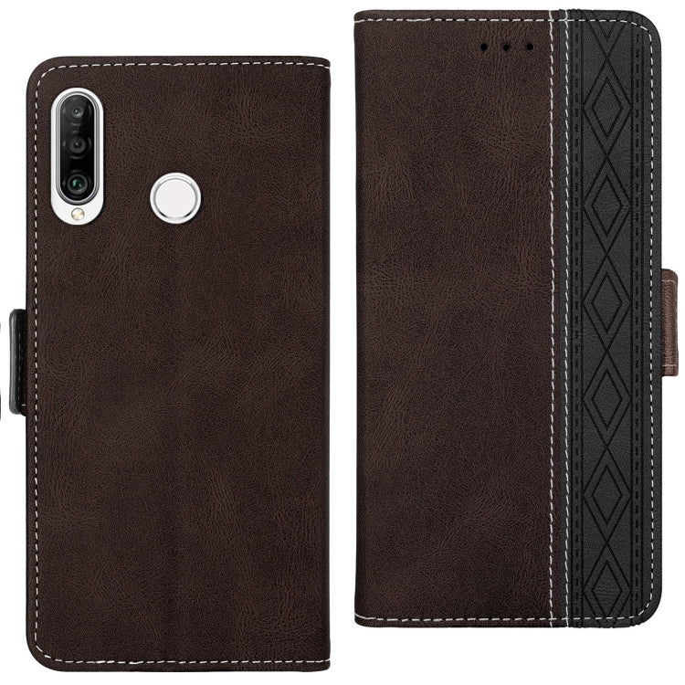 For Huawei P30 Lite Stitching Side-Magnetic RFID Leather Phone Case