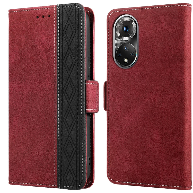 For Honor 50 Stitching Side-Magnetic RFID Leather Phone Case