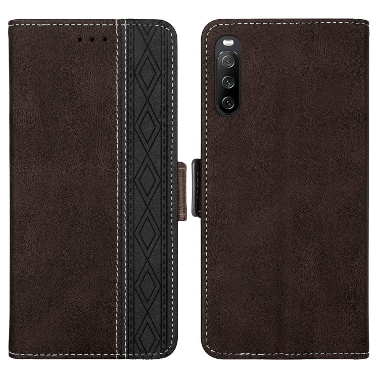 For Sony Xperia 10 III Stitching Side-Magnetic RFID Leather Phone Case