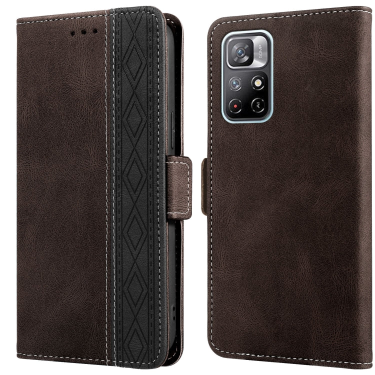 For Xiaomi Redmi Note 11 Stitching Side-Magnetic RFID Leather Phone Case