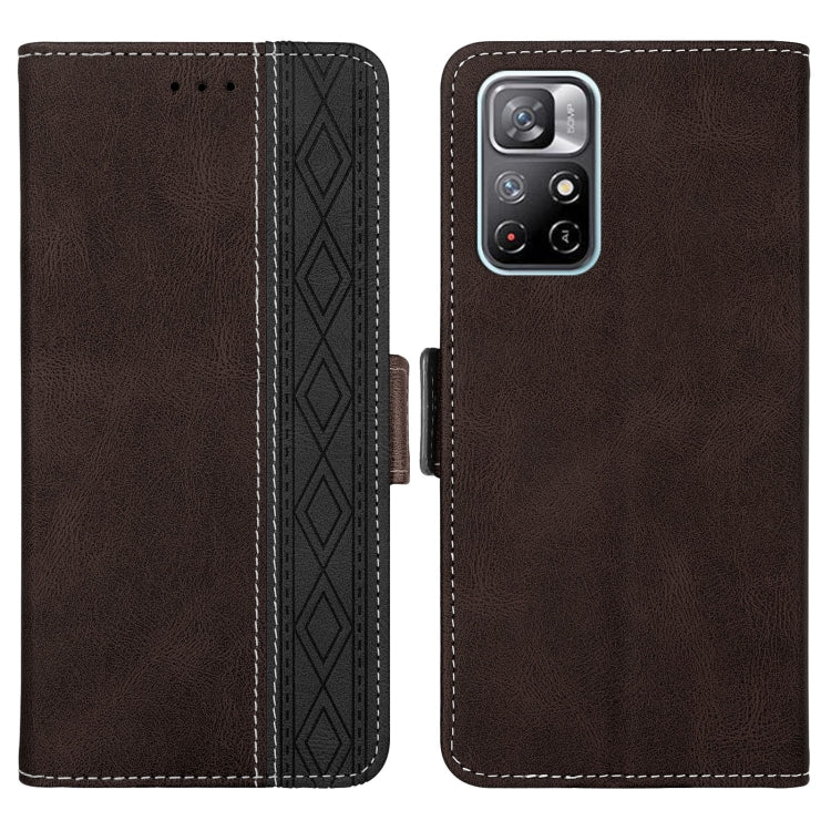 For Xiaomi Redmi Note 11 Stitching Side-Magnetic RFID Leather Phone Case