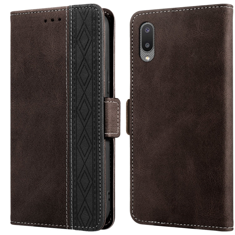 For Samsung Galaxy A02 Stitching Side-Magnetic RFID Leather Phone Case