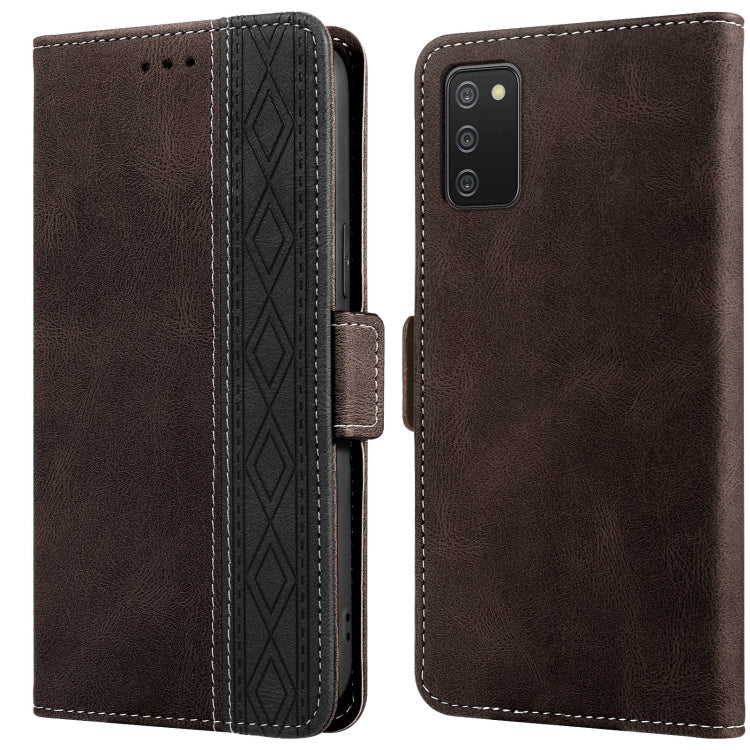 For Samsung Galaxy A02s Stitching Side-Magnetic RFID Leather Phone Case