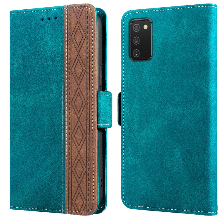 For Samsung Galaxy A02s Stitching Side-Magnetic RFID Leather Phone Case