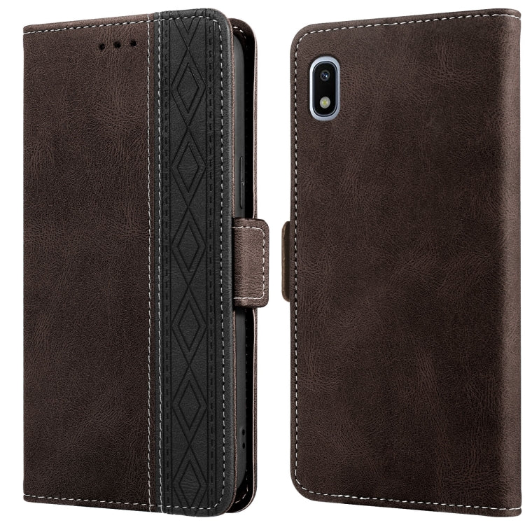 For Samsung Galaxy A20 JP Version Stitching Side-Magnetic RFID Leather Phone Case