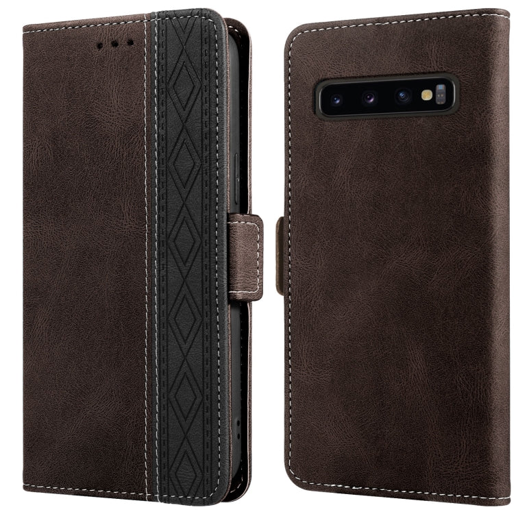 For Samsung Galaxy S10 Stitching Side-Magnetic RFID Leather Phone Case