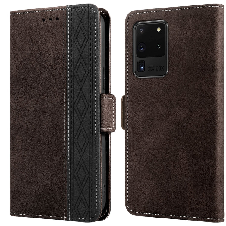 For Samsung Galaxy S20 Ultra Stitching Side-Magnetic RFID Leather Phone Case