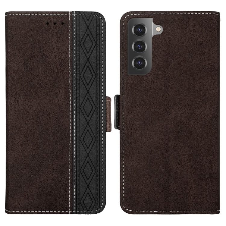 For Samsung Galaxy S21 5G Stitching Side-Magnetic RFID Leather Phone Case