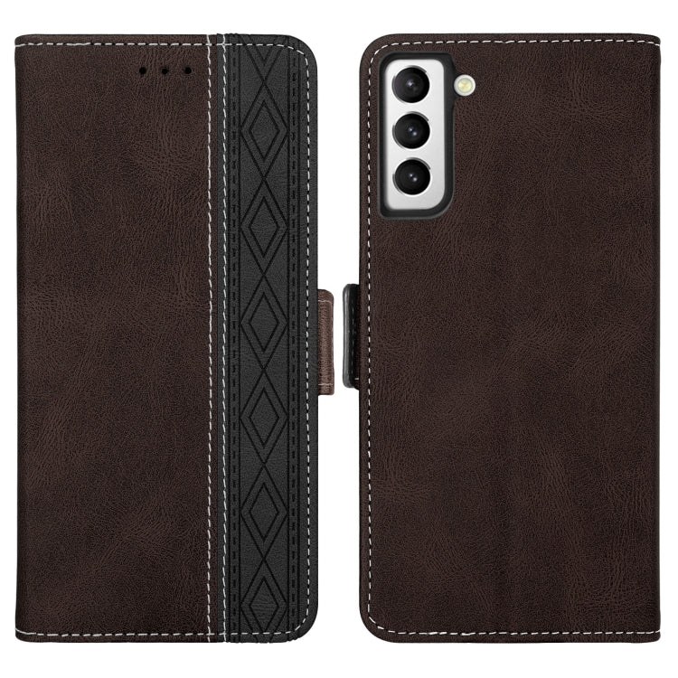 For Samsung Galaxy S21 FE 5G Stitching Side-Magnetic RFID Leather Phone Case