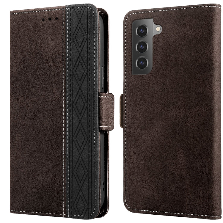 For Samsung Galaxy S21+ 5G Stitching Side-Magnetic RFID Leather Phone Case