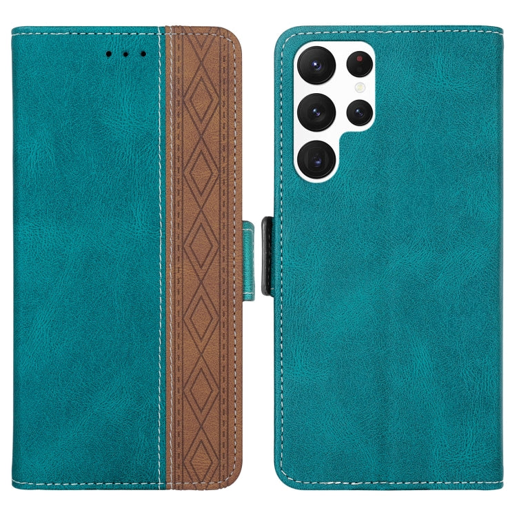 For Samsung Galaxy S22 Ultra 5G Stitching Side-Magnetic RFID Leather Phone Case