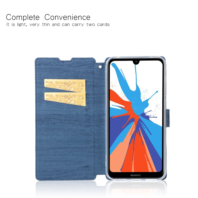 For Huawei P Smart (2019) Ultra-thin Tree Texture Horizontal Flip TPU + PU Leather Case, with Card Slots & Holder & Lanyard