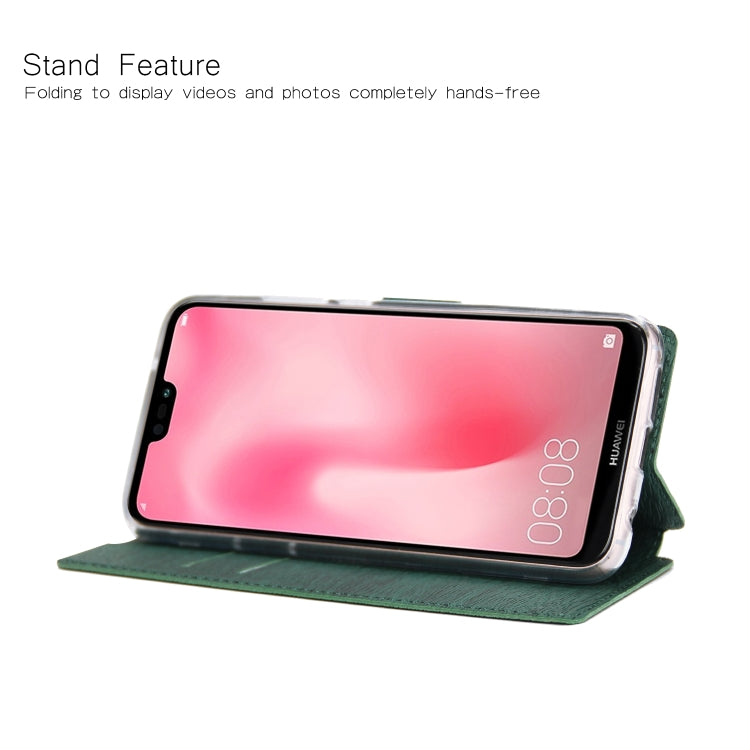 For Huawei P20 Lite Ultra-thin Tree Texture Horizontal Flip TPU + PU Leather Case, with Card Slots & Holder & Lanyard
