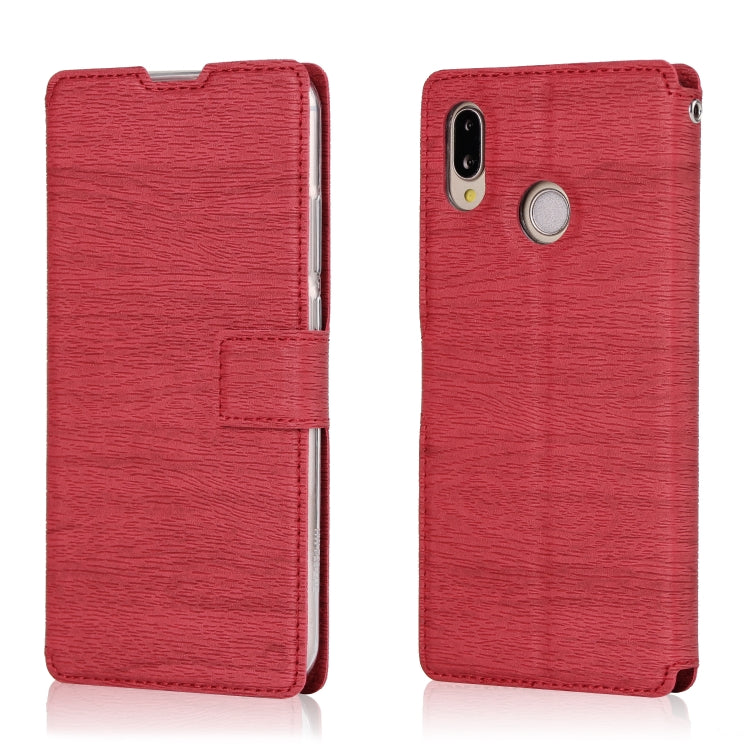 For Huawei P20 Lite Ultra-thin Tree Texture Horizontal Flip TPU + PU Leather Case, with Card Slots & Holder & Lanyard
