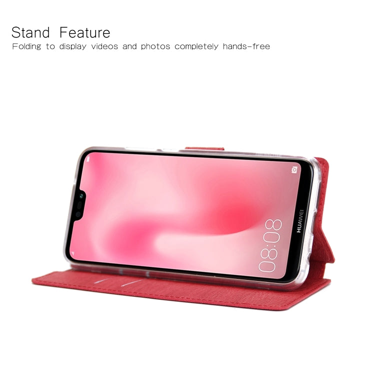 For Huawei P20 Lite Ultra-thin Tree Texture Horizontal Flip TPU + PU Leather Case, with Card Slots & Holder & Lanyard