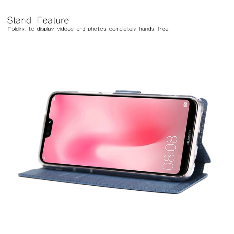 For Huawei P20 Lite Ultra-thin Tree Texture Horizontal Flip TPU + PU Leather Case, with Card Slots & Holder & Lanyard