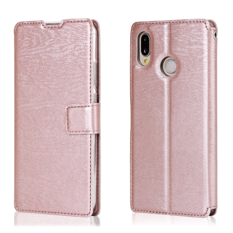 For Huawei P20 Lite Ultra-thin Tree Texture Horizontal Flip TPU + PU Leather Case, with Card Slots & Holder & Lanyard