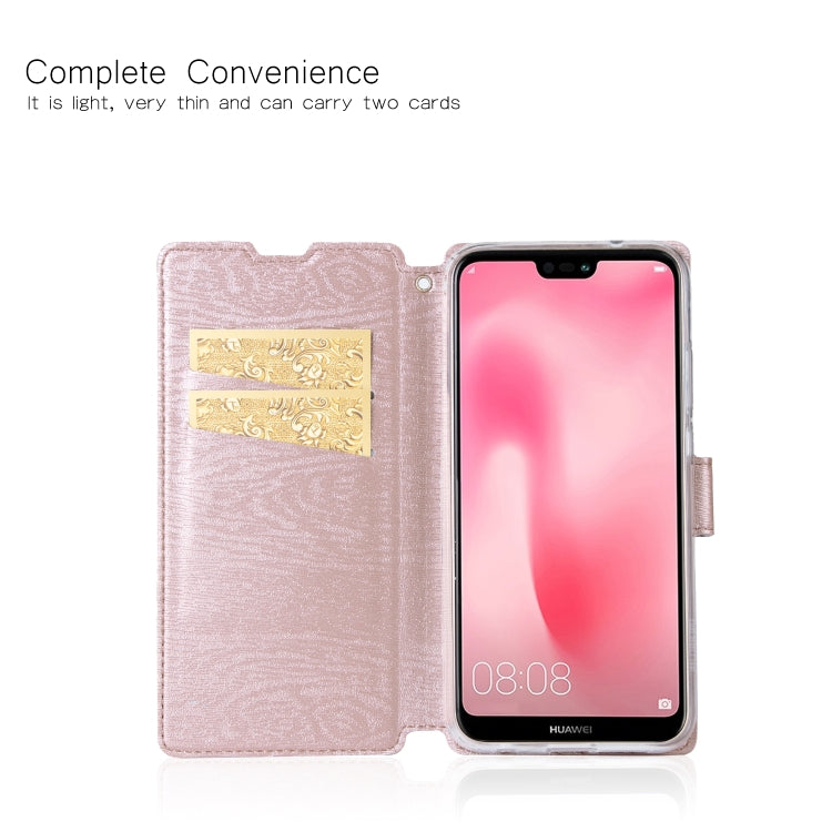 For Huawei P20 Lite Ultra-thin Tree Texture Horizontal Flip TPU + PU Leather Case, with Card Slots & Holder & Lanyard