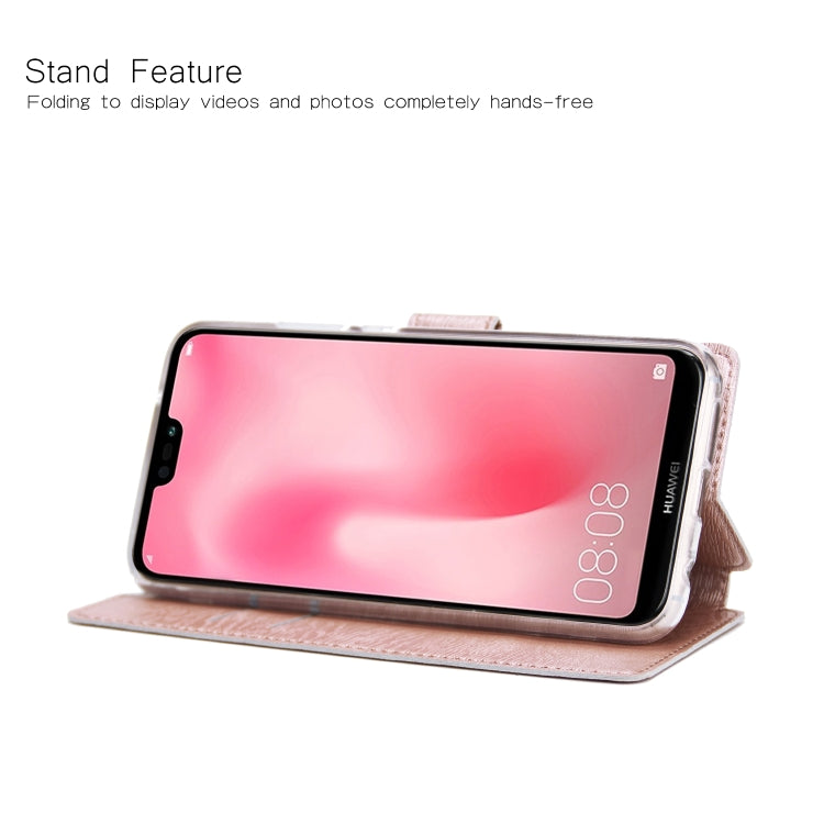 For Huawei P20 Lite Ultra-thin Tree Texture Horizontal Flip TPU + PU Leather Case, with Card Slots & Holder & Lanyard