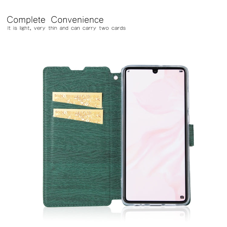 For Huawei P30 Ultra-thin Tree Texture Horizontal Flip TPU + PU Leather Case, with Card Slots & Holder & Lanyard